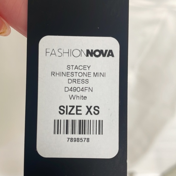 White Mini Dress with Rhinestone Strap - Picture 7 of 7